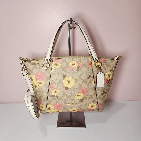 NWT Coach CH546 Kacey Satchel In Signature Canvas With Floral Cluster Print - Picture 1 of 7